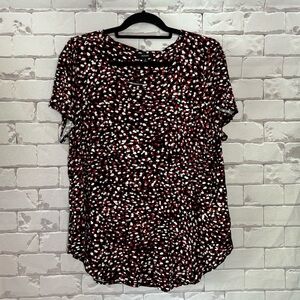 Alfani Red and Black Short Sleeve Blouse